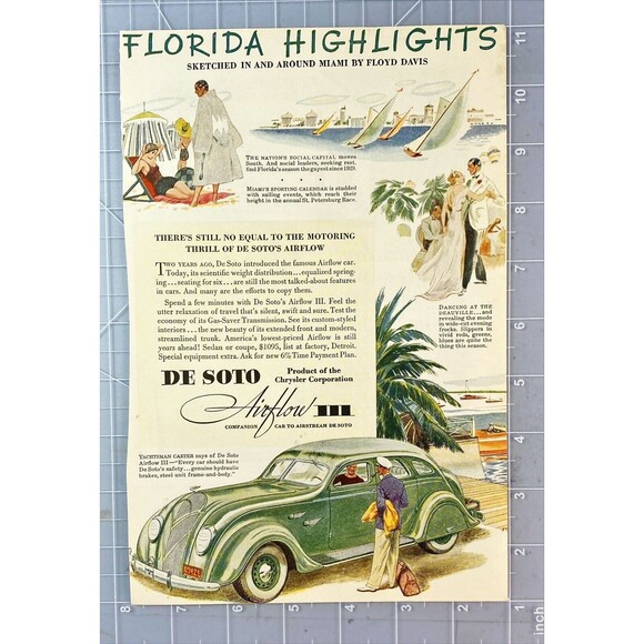 De Soto Airflow III "Every Car needs De Soto Safety " Florida Highlights Ad 1936 - Picture 2 of 3